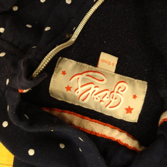 6-12m poco piano Navy white polkadot track suit red cuffs - Picture 9 of 13